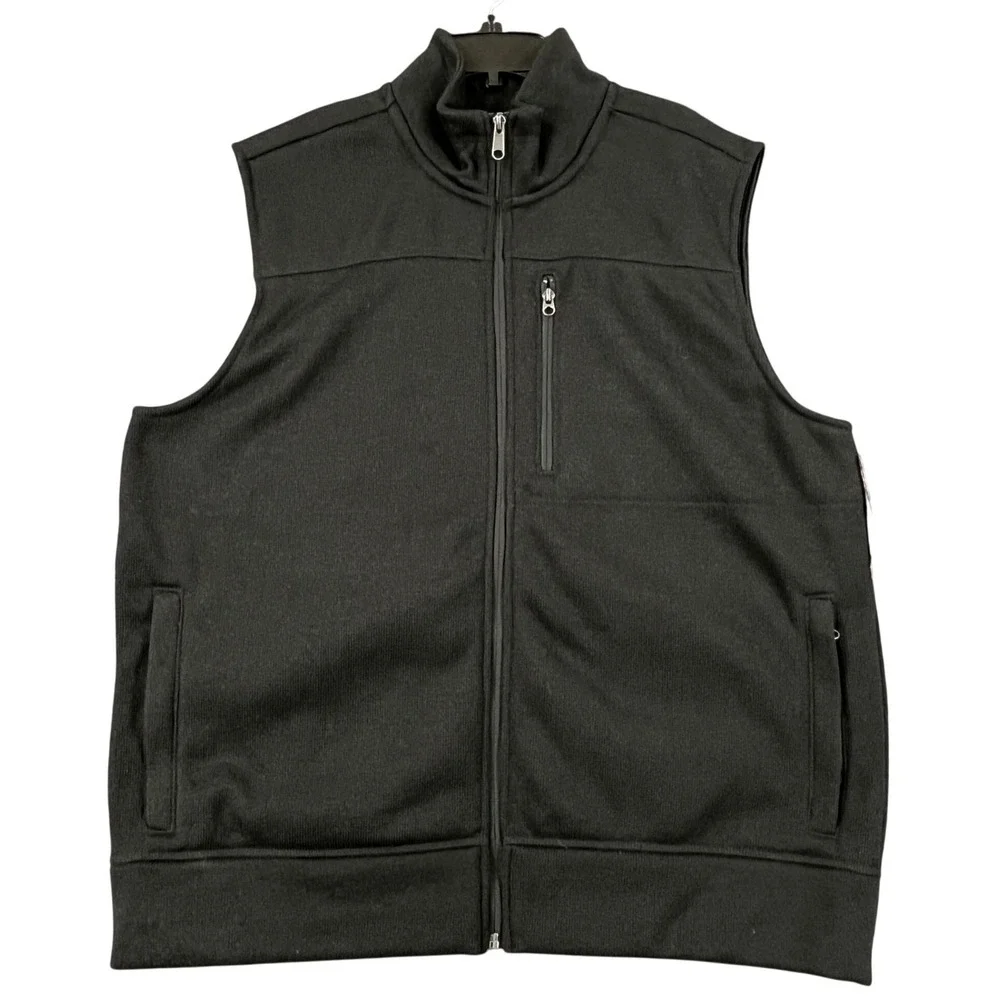 Merona Full Zip Sweater Vest Mens XL Chest Pocket Ribbed Hem Casual Layering